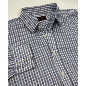 UNTUCKit Men's L Cotton Blue Plaid‎ Long Sleeve Button Down Shirt